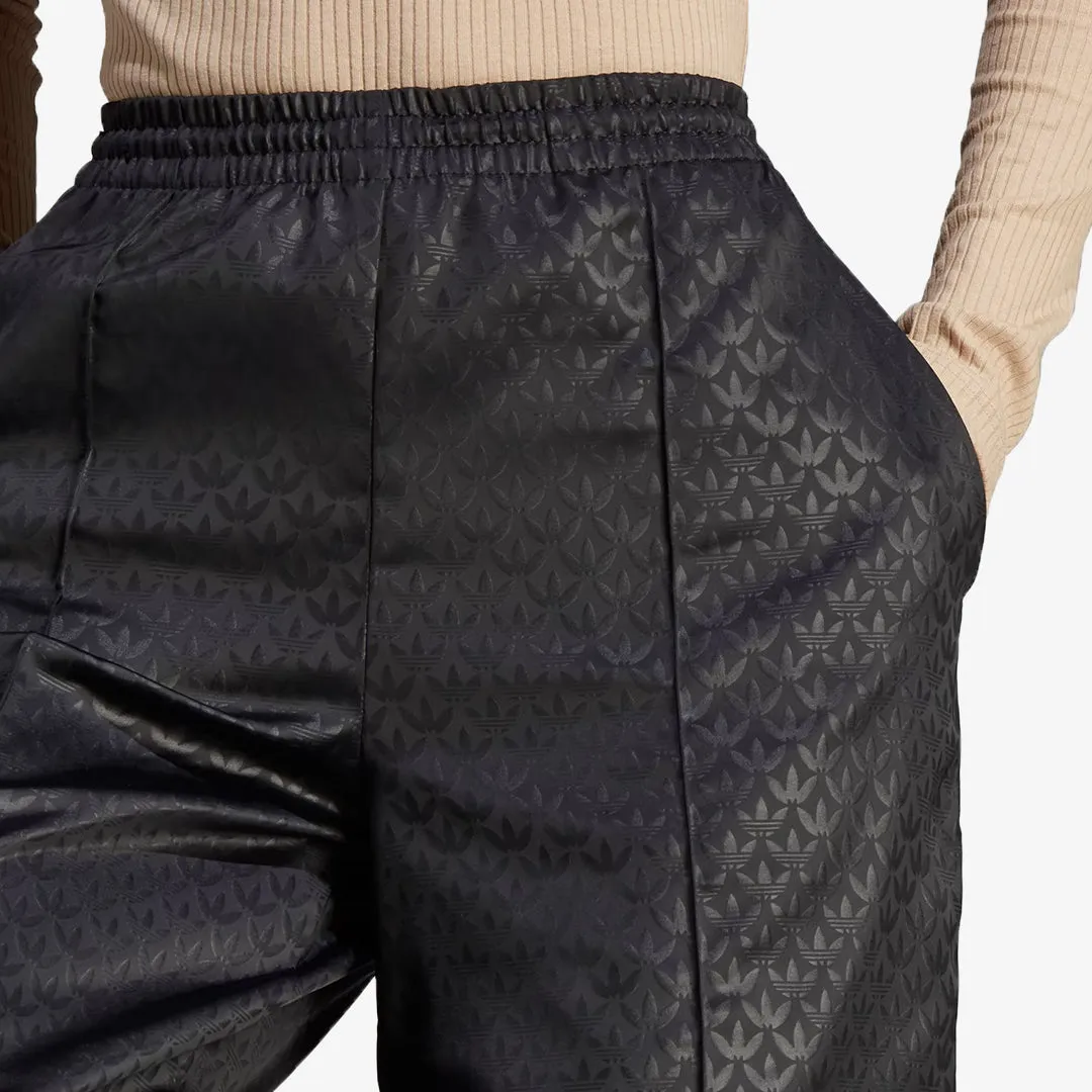 Adidas Originals | WMN'S TREFOIL MONOGRAM SATIN TRACK PANTS  { BLACK