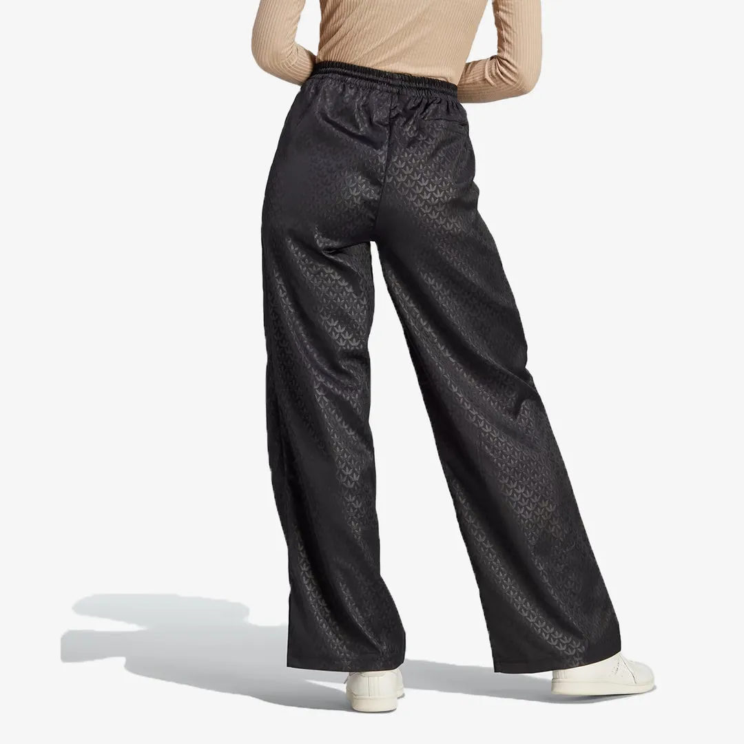 Adidas Originals | WMN'S TREFOIL MONOGRAM SATIN TRACK PANTS  { BLACK