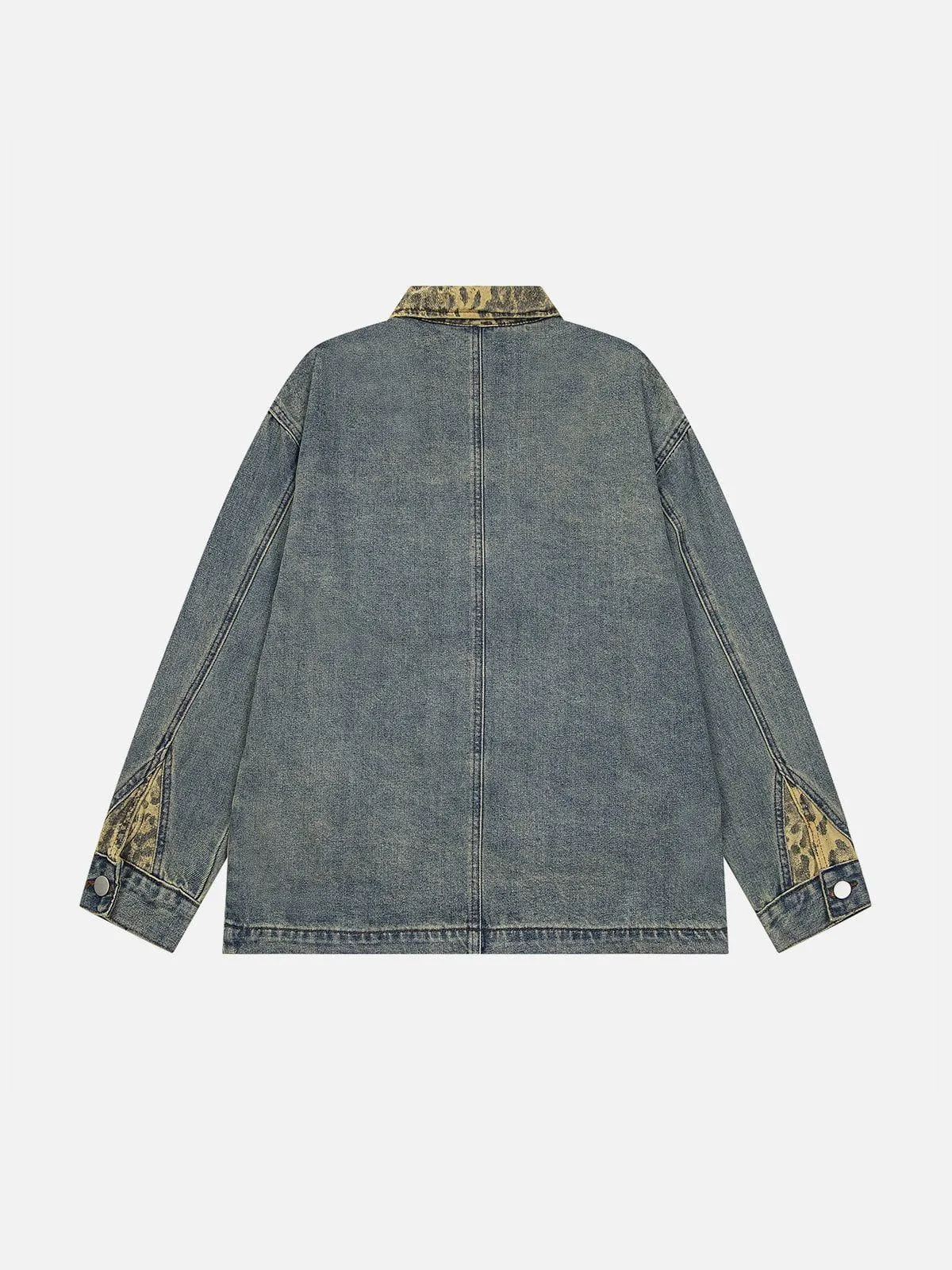 Aelfric Eden Leopard Print Patchwork Denim Jacket
