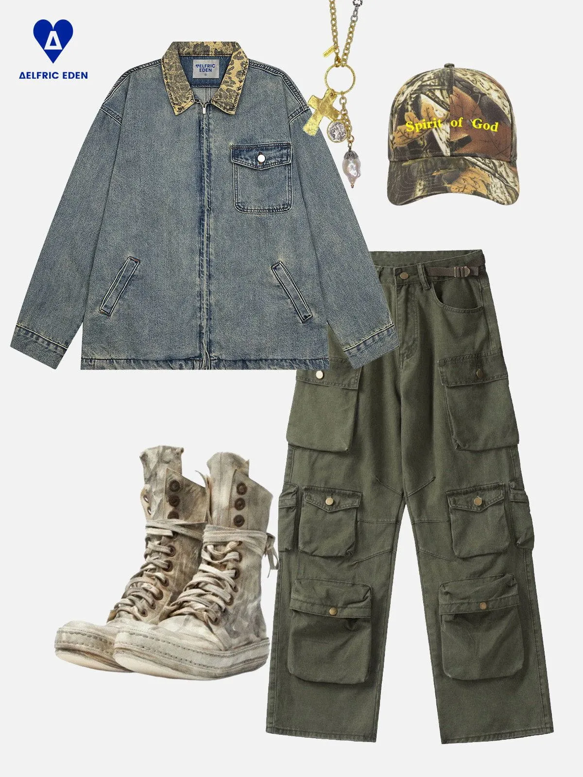 Aelfric Eden Leopard Print Patchwork Denim Jacket