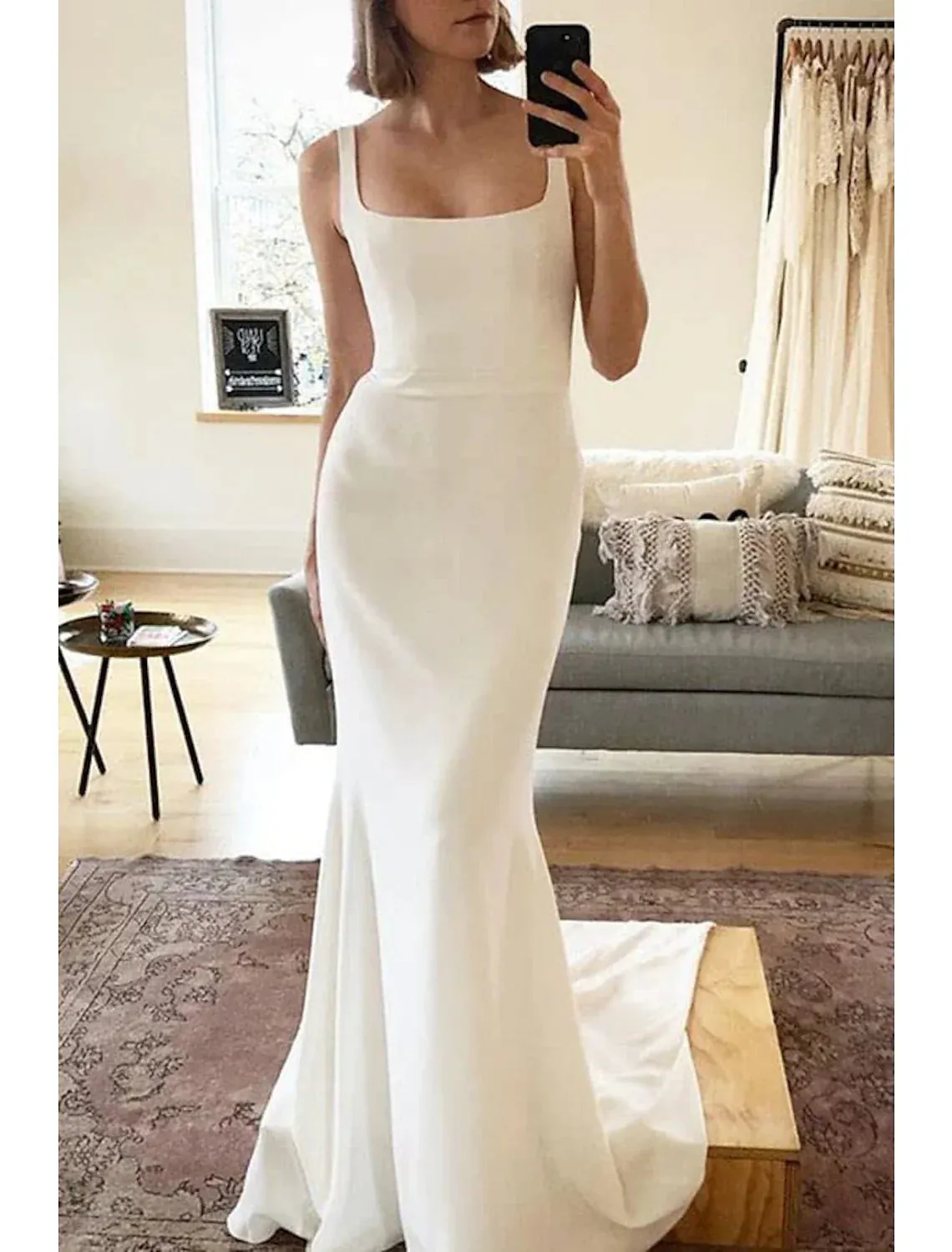 Beach Boho Wedding Dresses Mermaid Camisole Sleeveless Court Train Stretch Fabric Bridal Gowns With Solid Color 2023 Summer Wedding Party