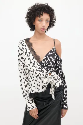 Black & White Satin Patterned Top