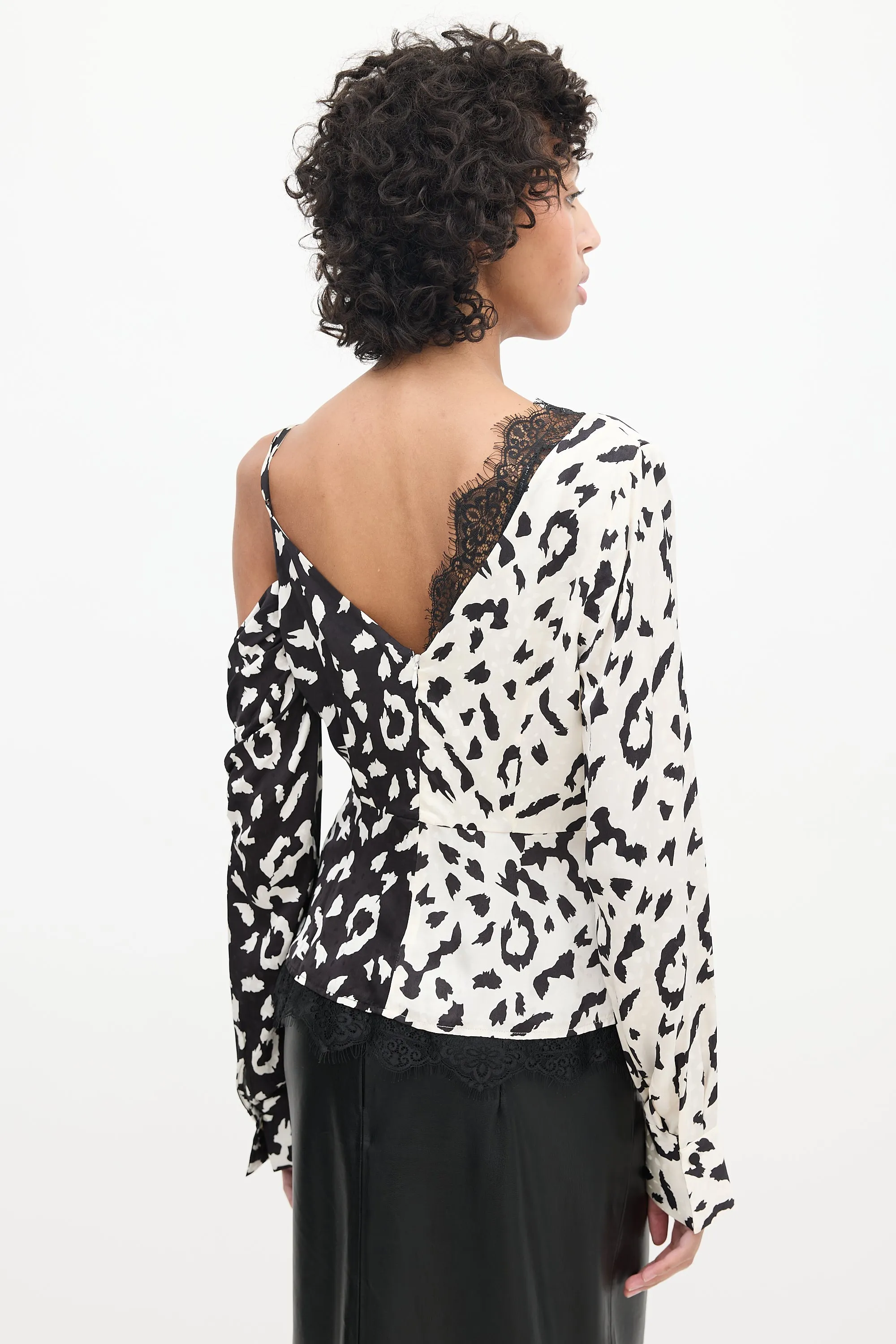 Black & White Satin Patterned Top