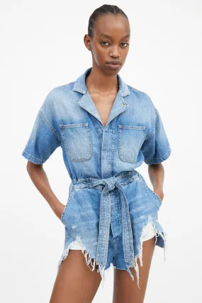 Blue Denim Distressed Mick Romper