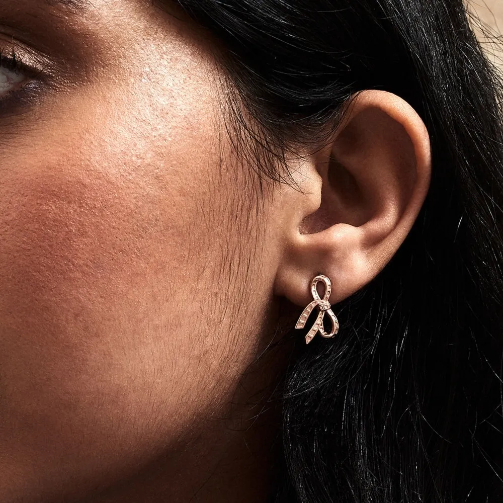 Bow Stud Earrings - Rose Gold - OBJVBE36