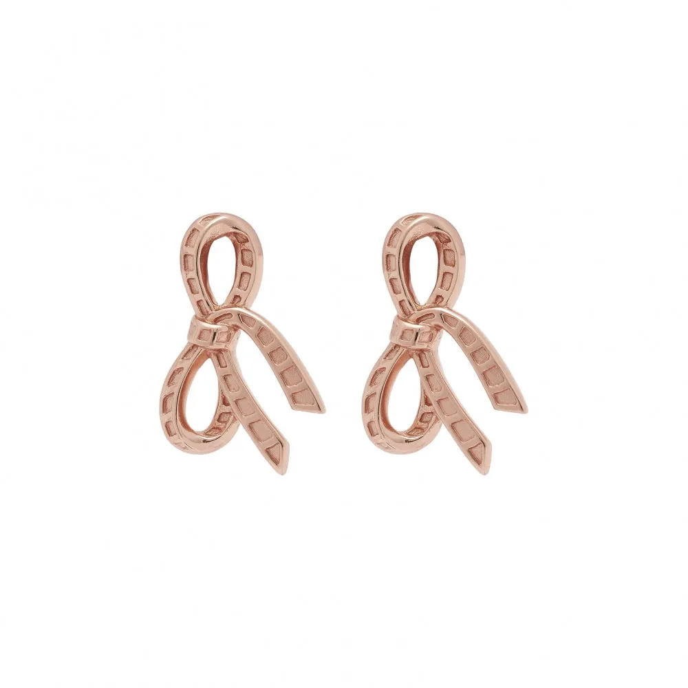 Bow Stud Earrings - Rose Gold - OBJVBE36