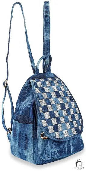 Distressed Denim Fashion Backpack