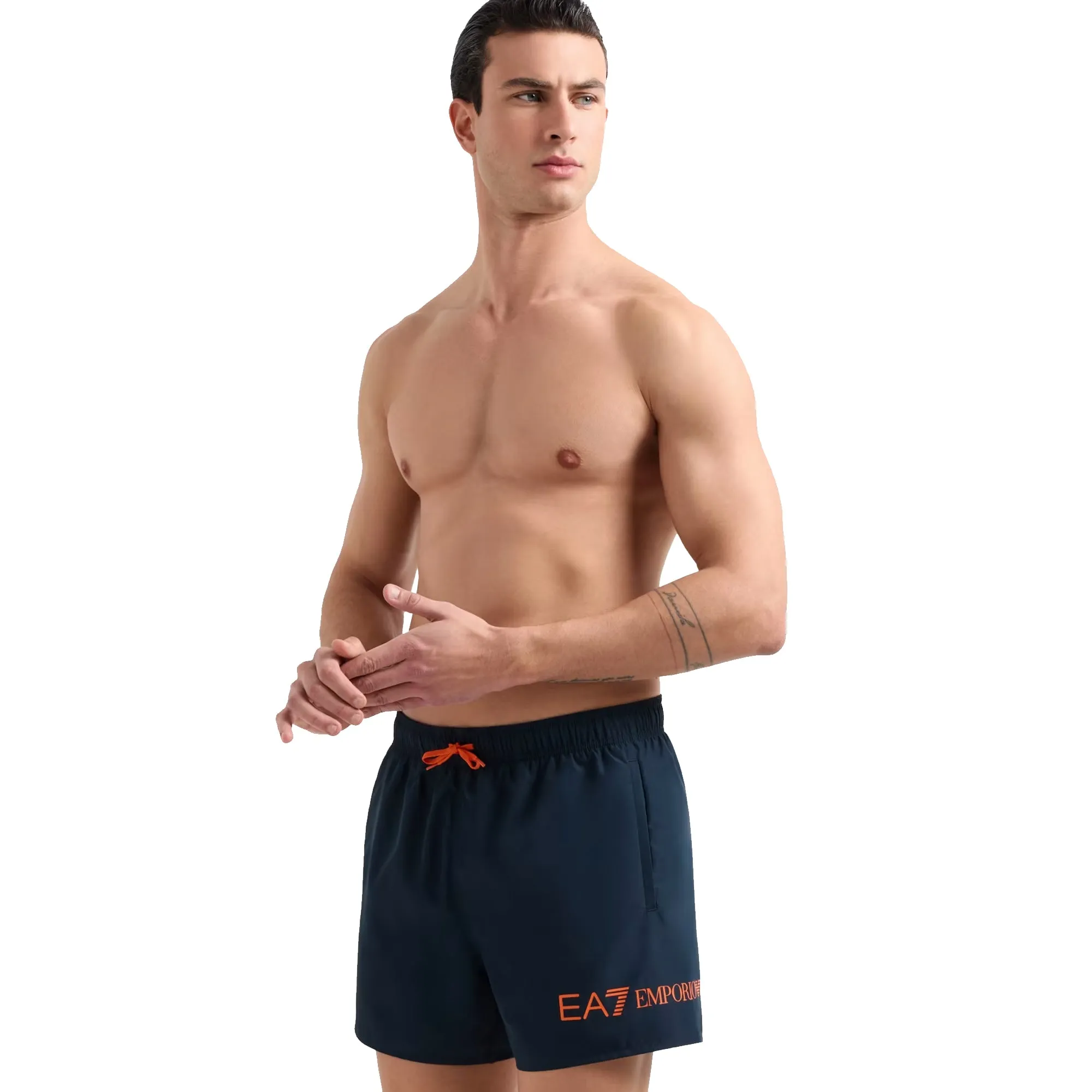EA7 Emporio Armani Logo Swim Shorts Armani Blue/Tanger