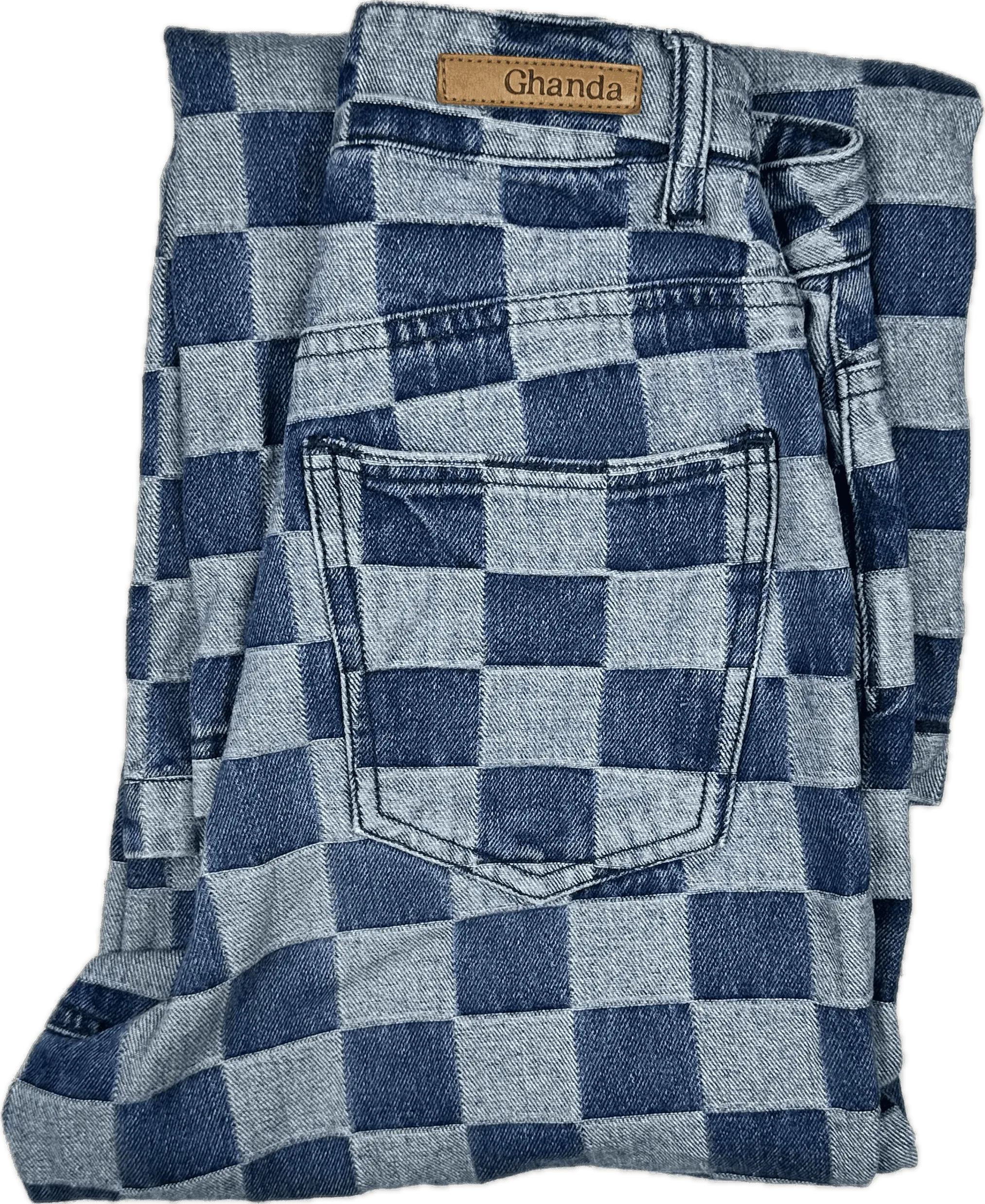 Ghanda Check Denim Flare Leg Jeans - Size 10-11Y