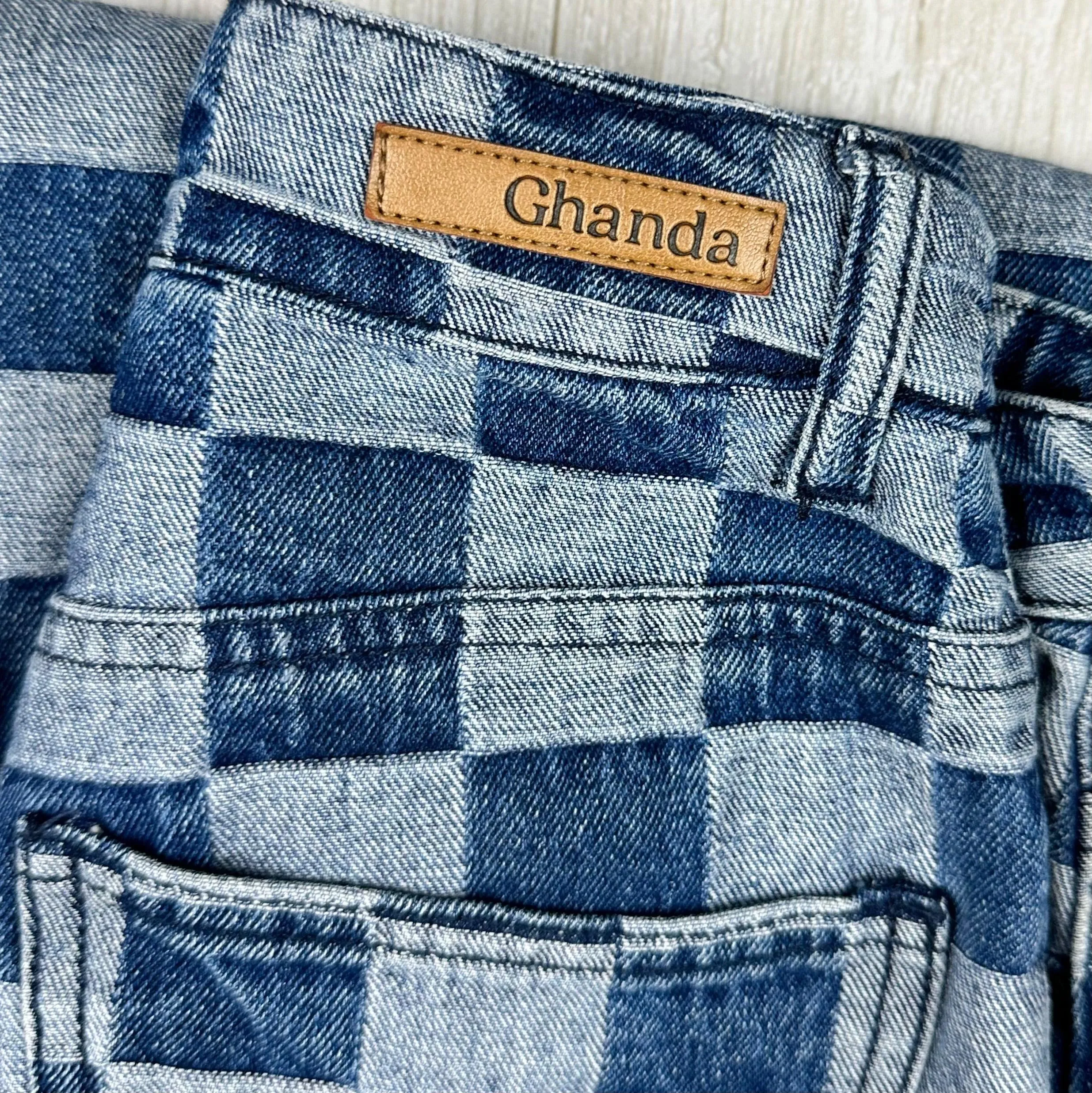 Ghanda Check Denim Flare Leg Jeans - Size 10-11Y