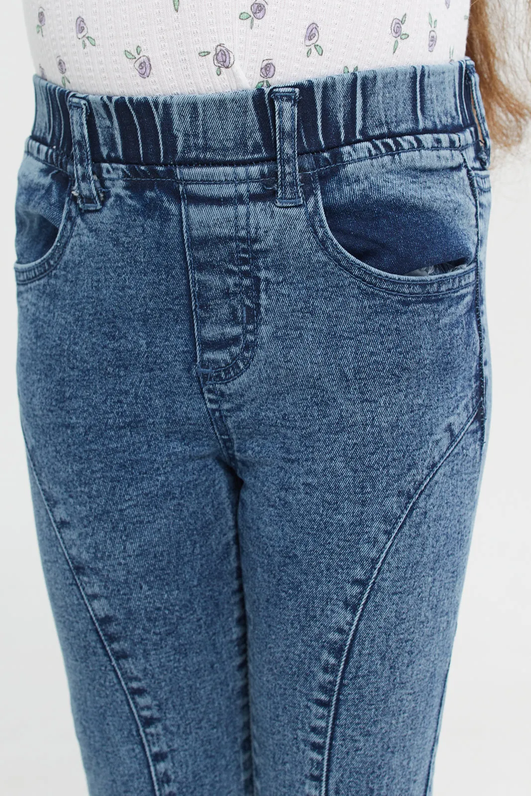 Girls Blue Flared Jeggings