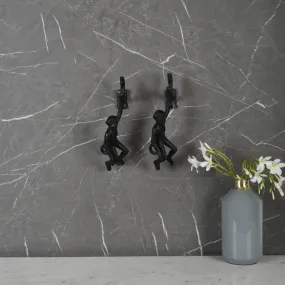 Hanging Monkey Wall Accent | Statement 3D Wall Decor | Black | 12"