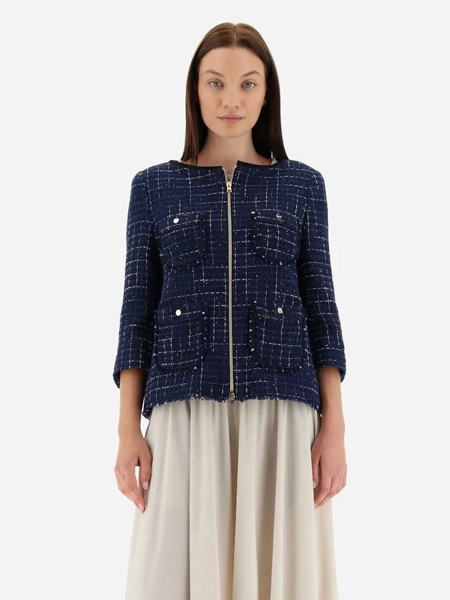 Herno Jacket in Casual Tweed in New Blue