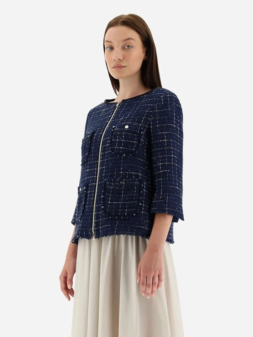 Herno Jacket in Casual Tweed in New Blue