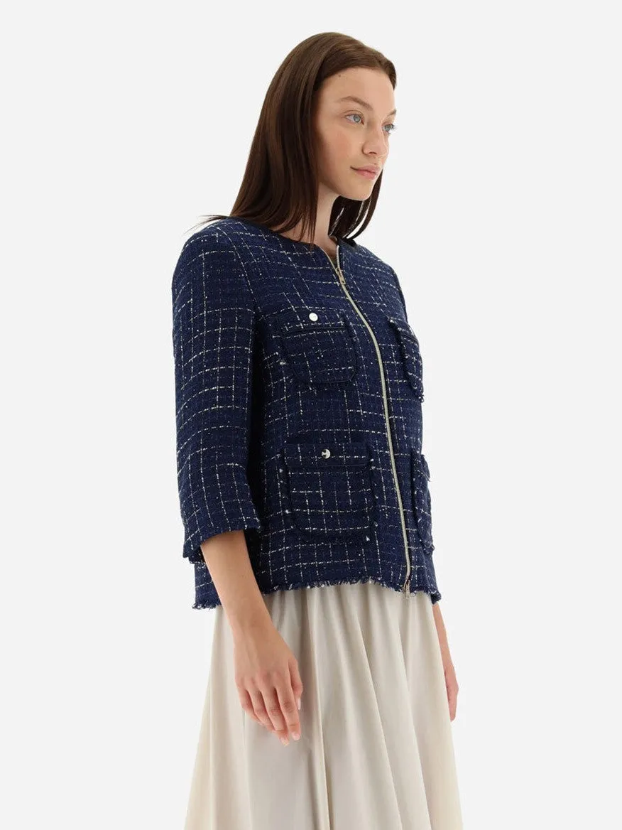 Herno Jacket in Casual Tweed in New Blue