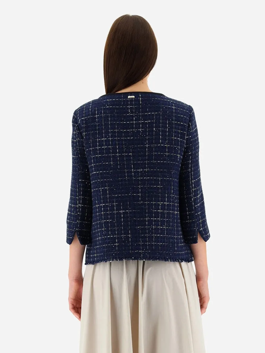 Herno Jacket in Casual Tweed in New Blue