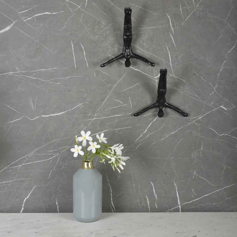Men Upside Down Wall Hanging | Statement Home Accent | Black | 11"