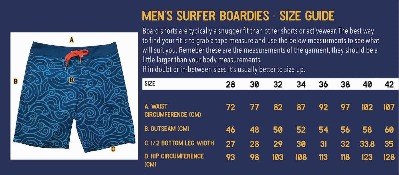 Men's Surfer Boardies: Flock of Seagulls