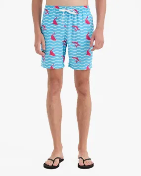Men's Swim Beach Trunks - Blue&pink Shark