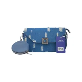 Nico Distressed Denim with Detachable Coin Pouch Shoulder Bag