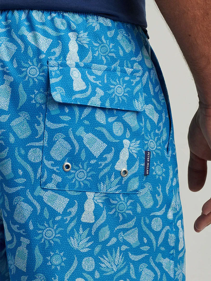 Peter Millar Saltwater Spirits Swim Trunk in Blue Macaw
