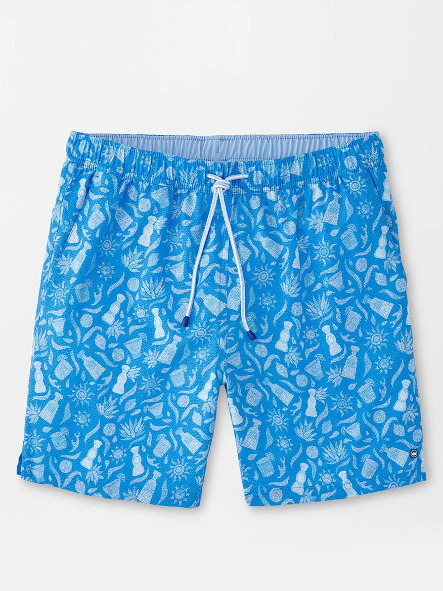 Peter Millar Saltwater Spirits Swim Trunk in Blue Macaw