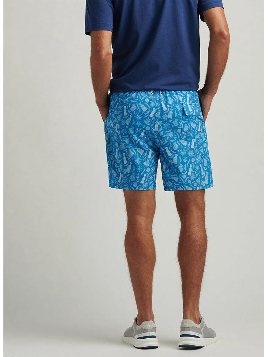 Peter Millar Saltwater Spirits Swim Trunk in Blue Macaw