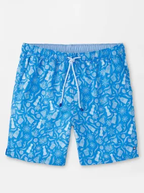 Peter Millar Saltwater Spirits Swim Trunk in Blue Macaw