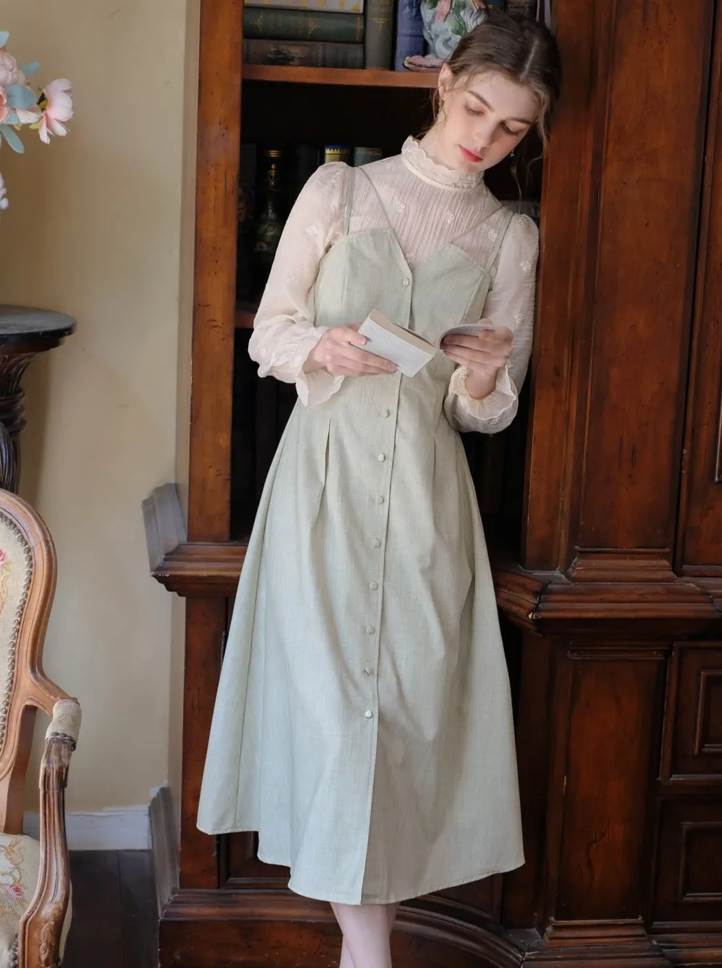 Skirt Flower Retro Blouse   Camisole Sheer