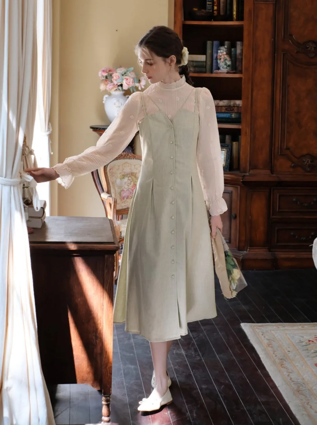 Skirt Flower Retro Blouse   Camisole Sheer