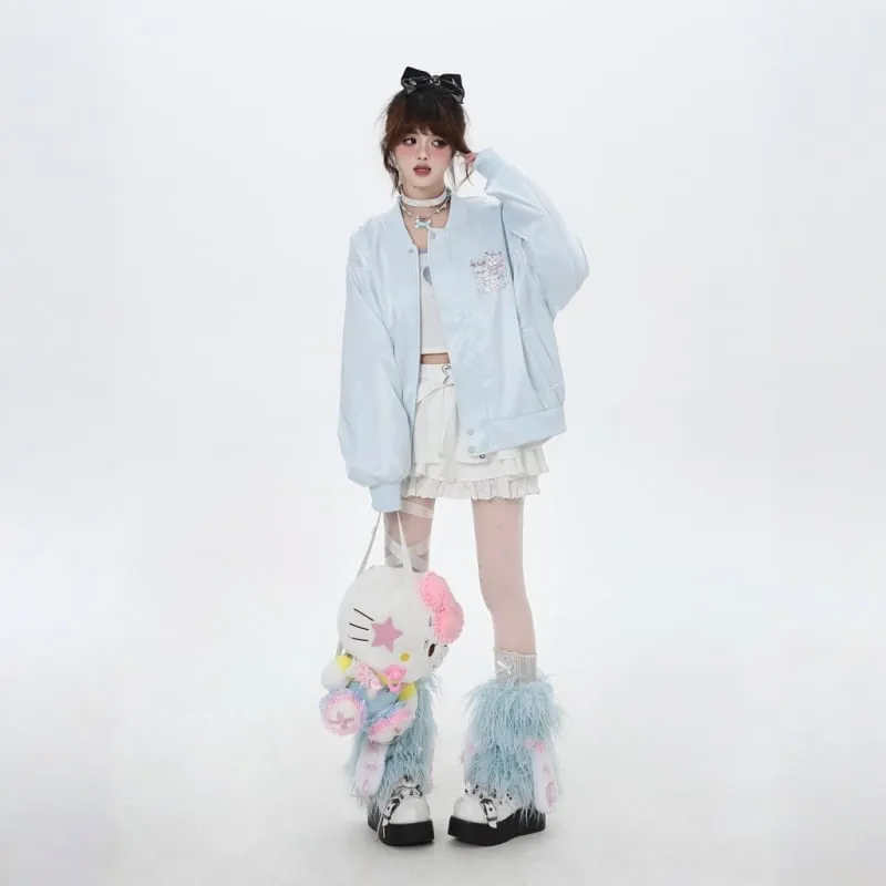 Sweet Japanese Dopamine Style Cartoon Cat print Coat